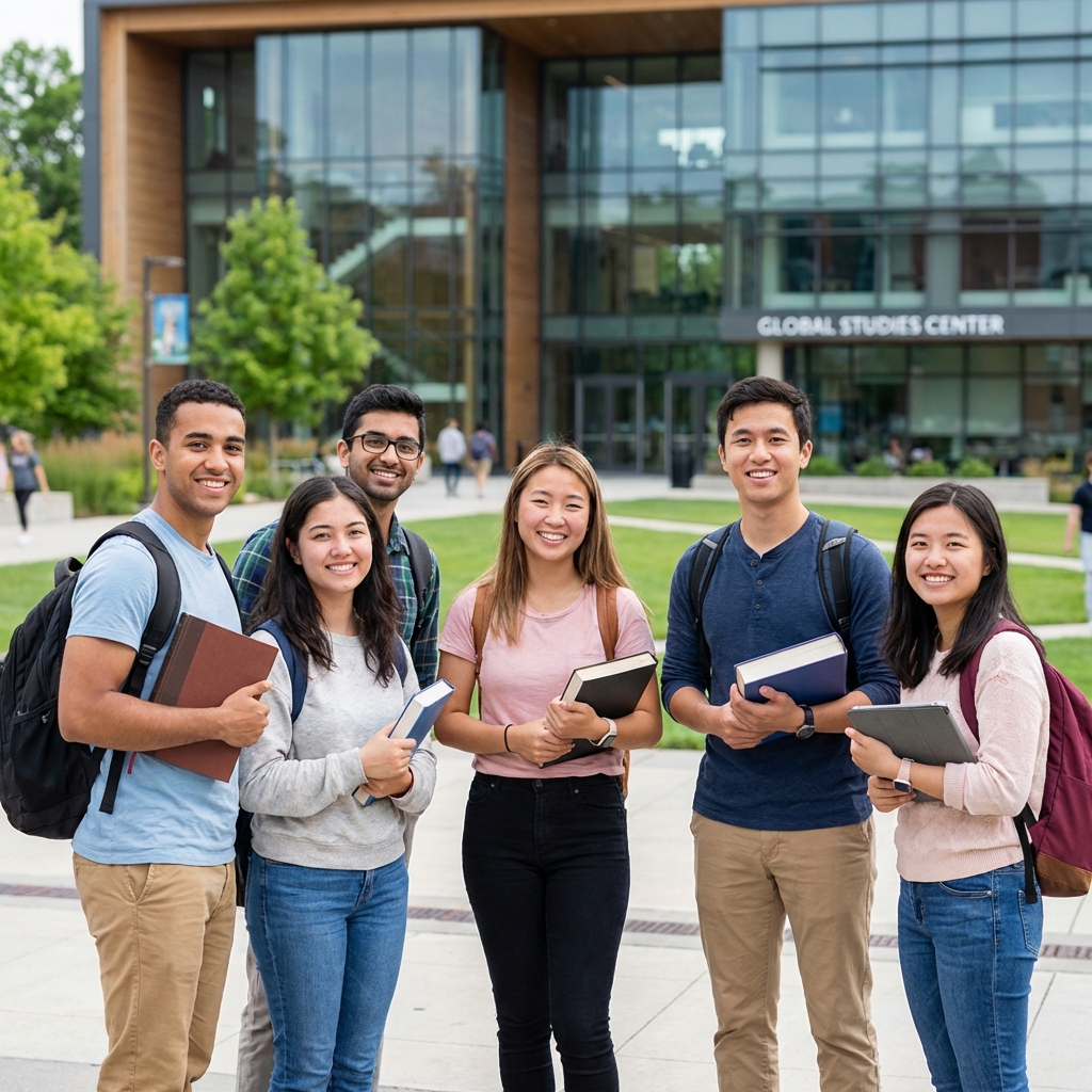 Students on a UK university campus